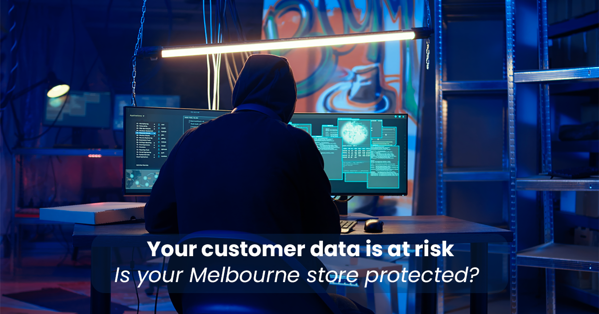 Melbourne fashion store owner analyzing cybersecurity dashboard to detect cyber threats